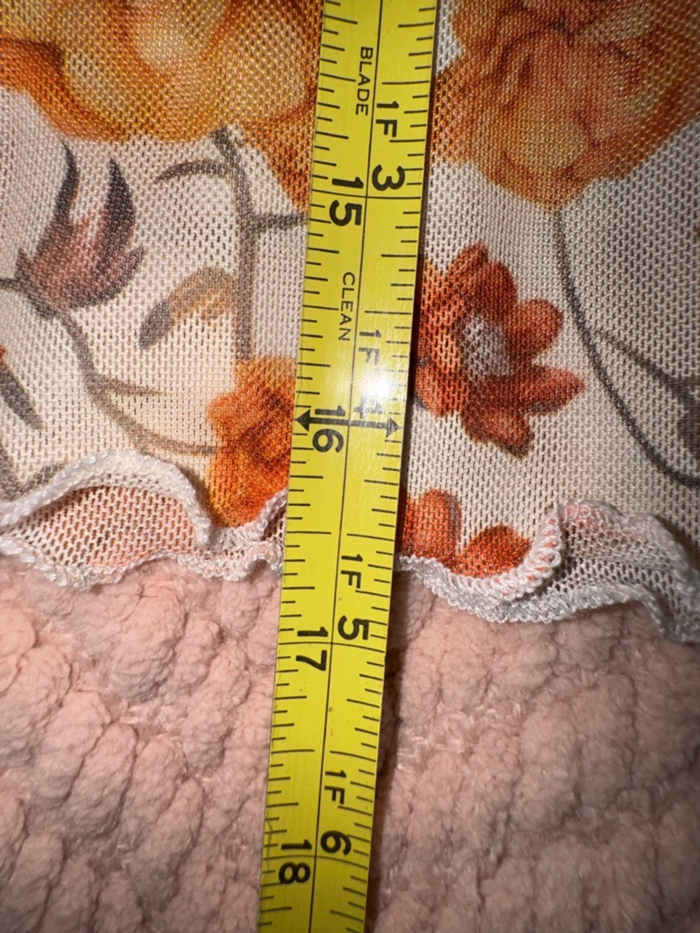 Orange Floral Printed Bell Sleeve Mock Neck Scallop Trim Blouse size M - Picture 4 of 10